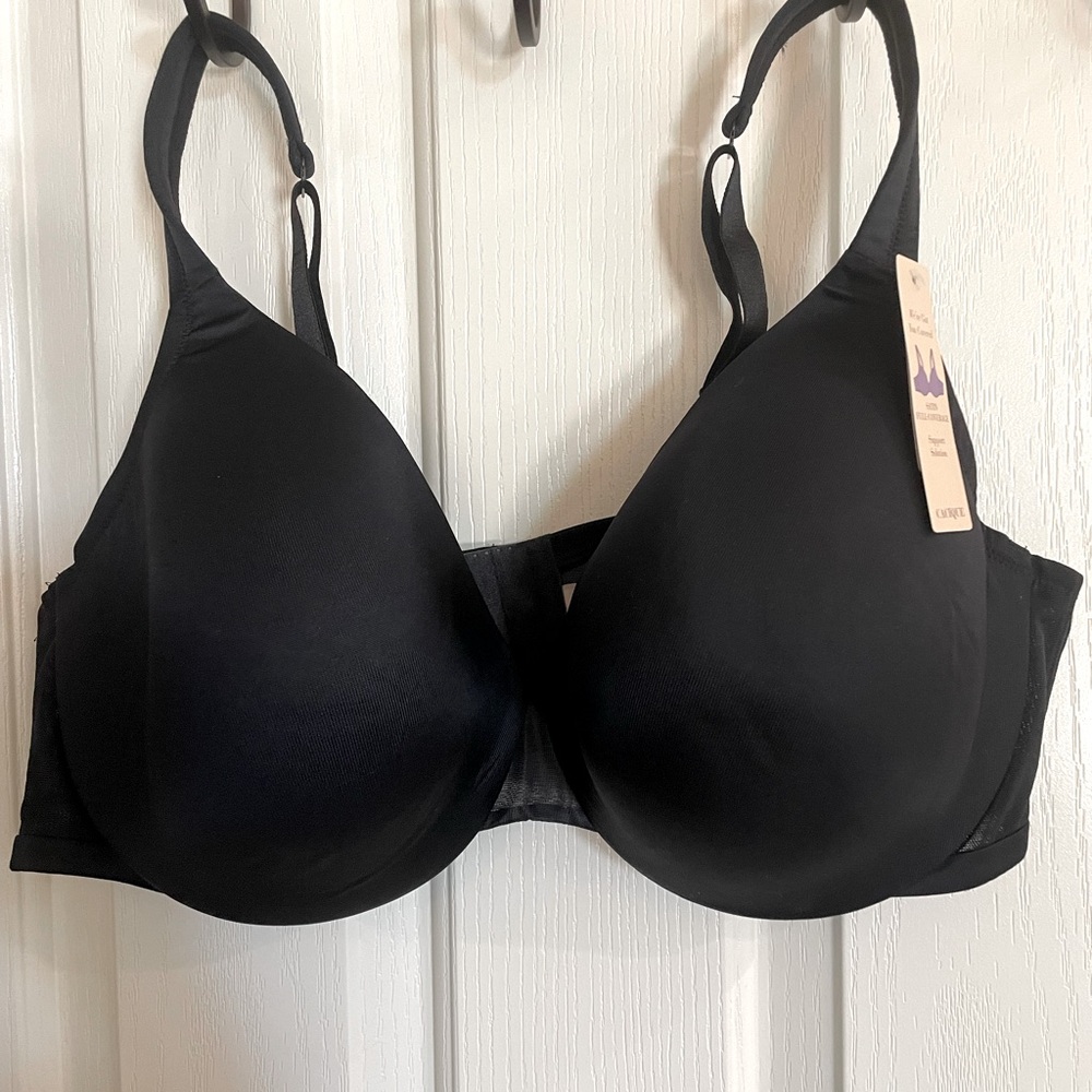 NWT Cacique Black Satin Full Coverage Bra 44C
